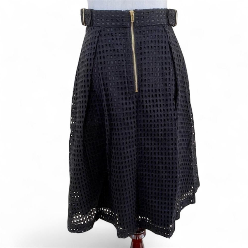 H&M Eyelet Black Skirt Size 6 A-line Dressy Party Office Midi